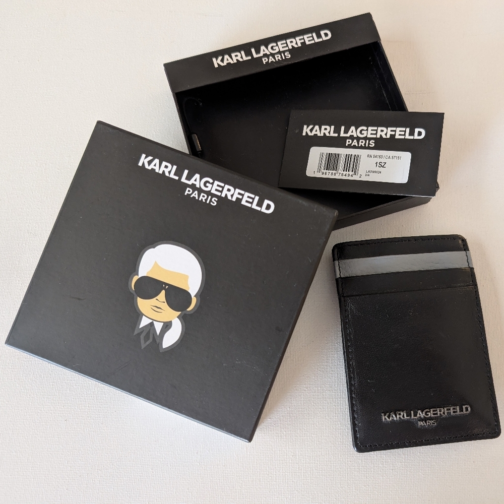 Karl Lagerfeld NWT Leather Credit Card Holder and Money Clip